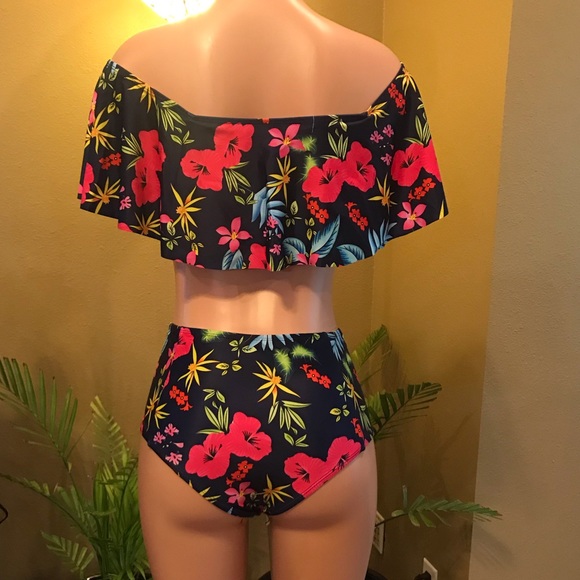 5️⃣🌟 1 SMALL LEFT 🌺Tropical High Waist Bikini - Picture 4 of 8